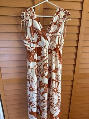 Gilli Cream Midi Dress with Brown Floral Print
